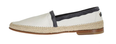 Ivory White Deer Leather Logo Loafers