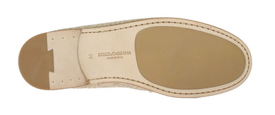 Ivory White Deer Leather Logo Loafers