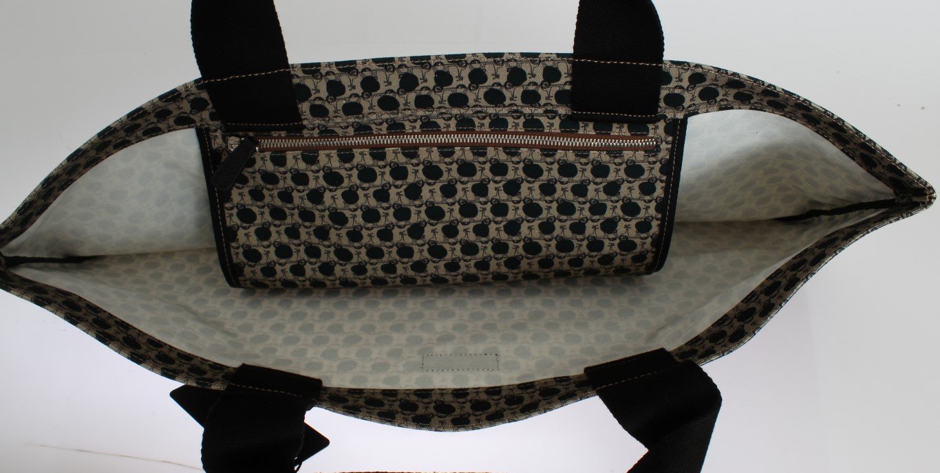 Blue Vespa Print Cotton Denim Shopping Bag