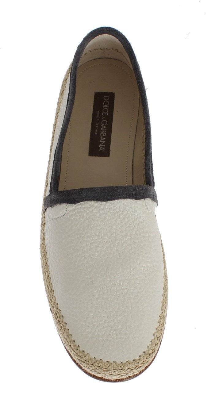Ivory White Deer Leather Logo Loafers