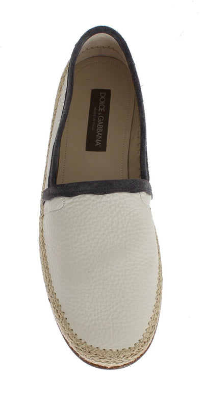 Ivory White Deer Leather Logo Loafers