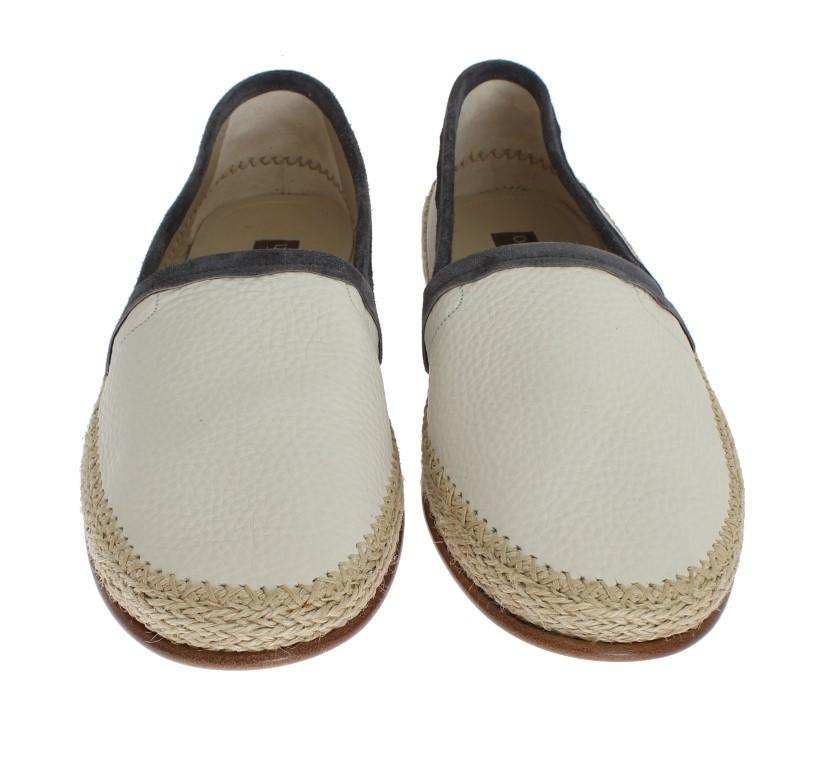 Ivory White Deer Leather Logo Loafers