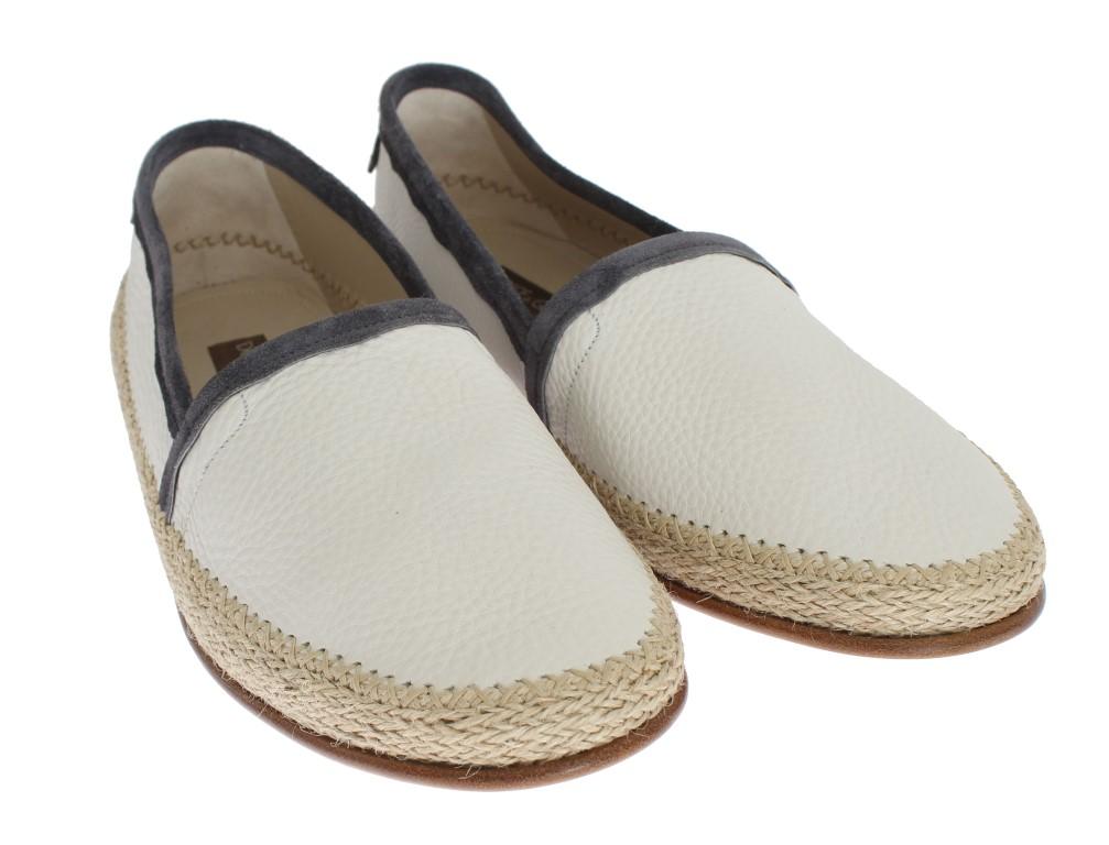 Ivory White Deer Leather Logo Loafers
