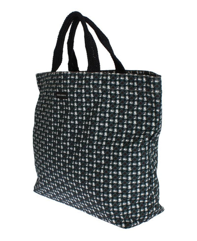 Blue Hat Print Cotton Denim Shopping Bag