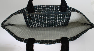 Blue Hat Print Cotton Denim Shopping Bag