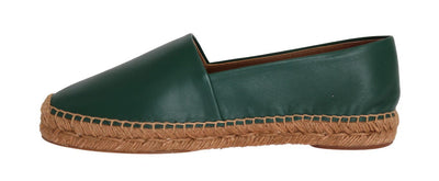 Green Leather Flats Espadrilles Shoes