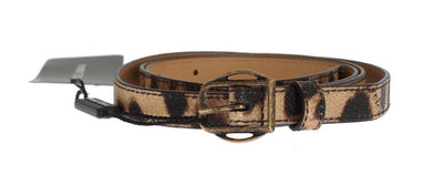 Brown Leopard Print Gold Buckle Belt