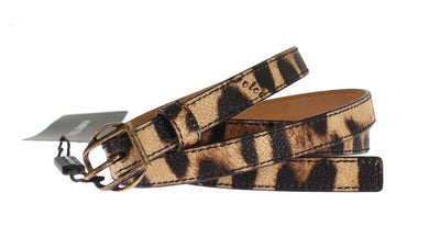 Brown Leopard Print Gold Buckle Belt