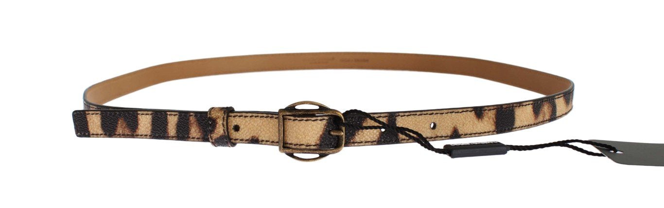 Brown Leopard Print Gold Buckle Belt