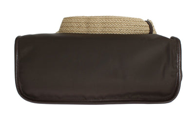 Brown Nylon Leather Gym Travel Shoulder Bag