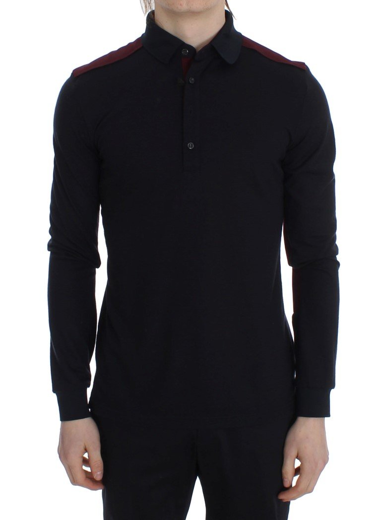 Blue Red Wool Polo Sweater