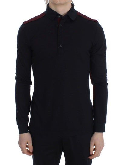 Blue Red Wool Polo Sweater