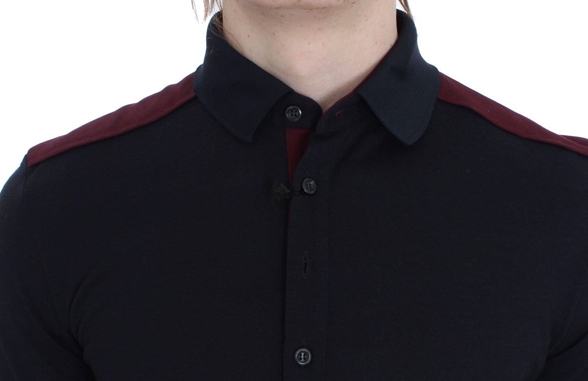 Blue Red Wool Polo Sweater