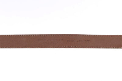 White Leather Gold Buckle Logo Waist Belt