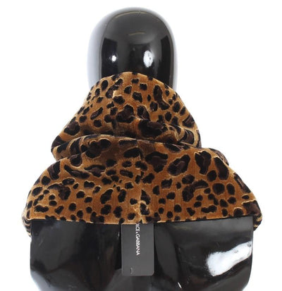 Black Fur Leopard Print Scarf