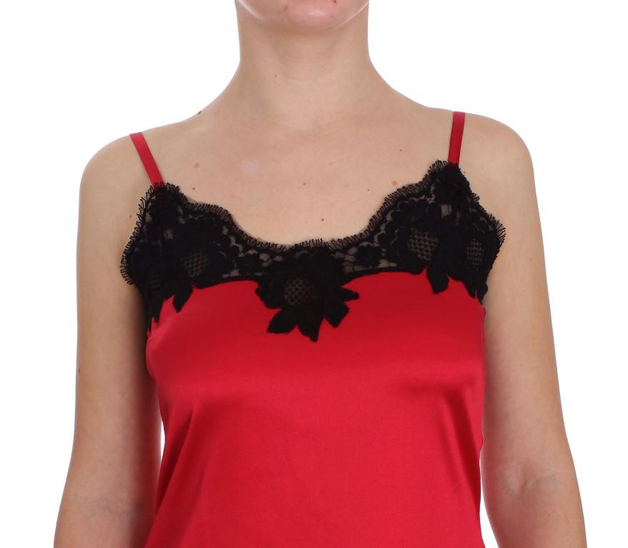 Red Black Silk Lace Lingerie Dress