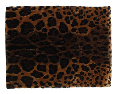 Black Fur Leopard Print Scarf