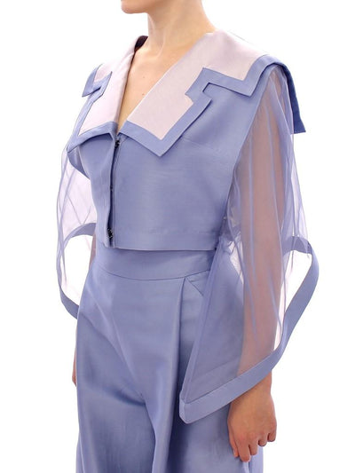 Blue silk short jacket