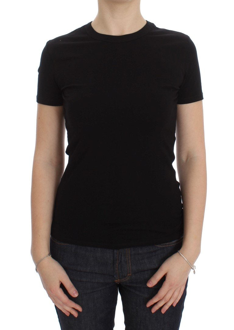 Black Crewneck Stretch T-Shirt