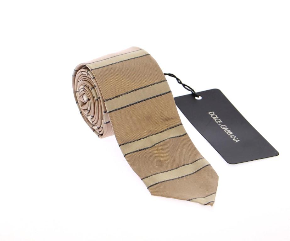 Beige Silk Pattern Slim Neck Tie