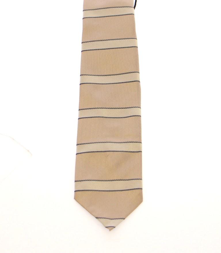 Beige Silk Pattern Slim Neck Tie