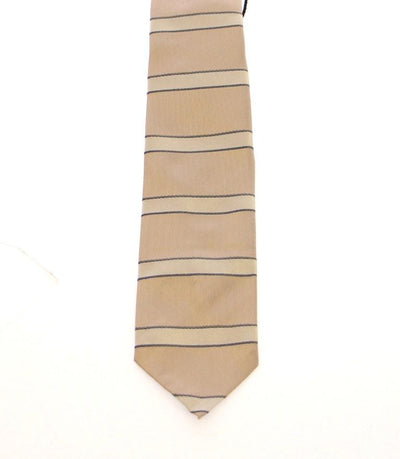 Beige Silk Pattern Slim Neck Tie