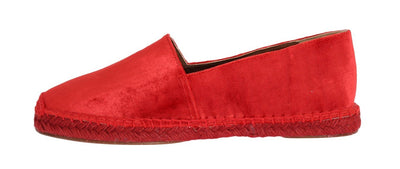 Red Velvet Flats Espadrilles Shoes