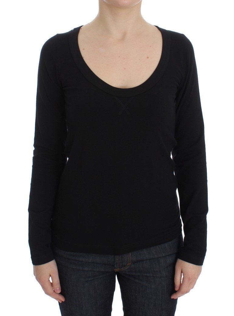 Black Cotton Long Sleeve T-shirt