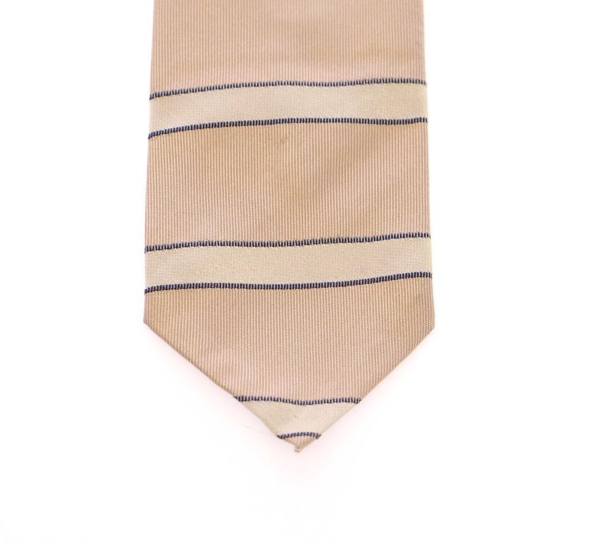 Beige Silk Pattern Slim Neck Tie