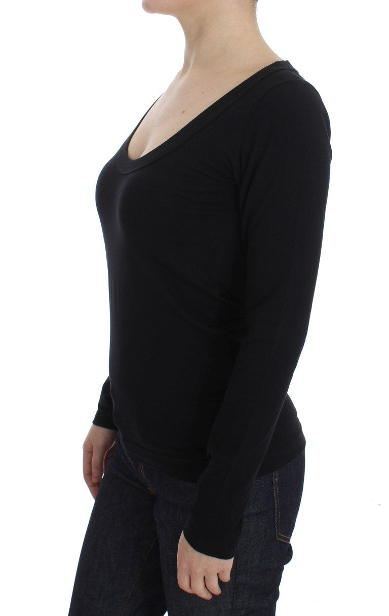 Black Cotton Long Sleeve T-shirt