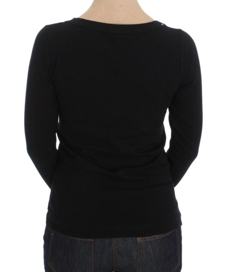 Black Cotton Long Sleeve T-shirt