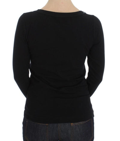 Black Cotton Long Sleeve T-shirt