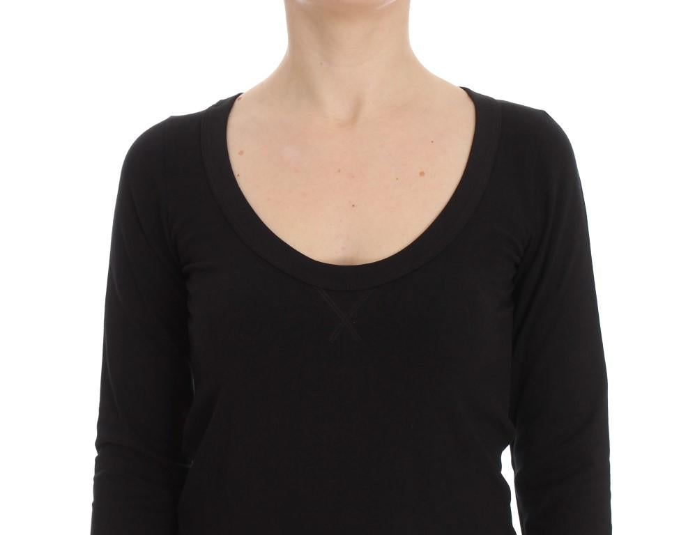 Black Cotton Long Sleeve T-shirt