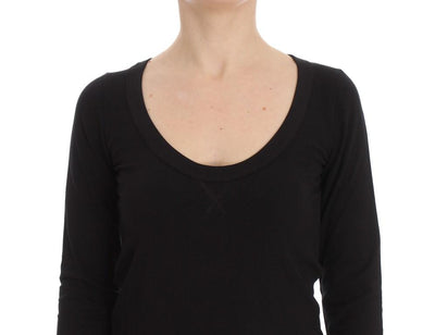 Black Cotton Long Sleeve T-shirt