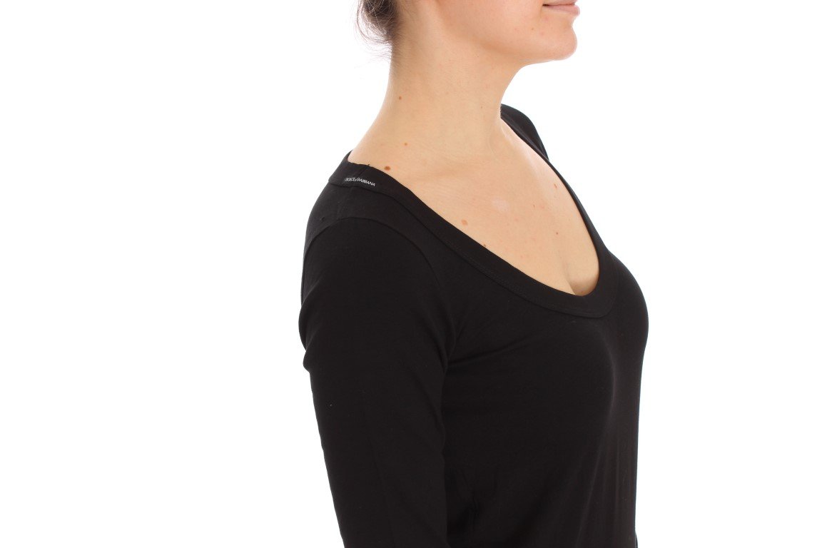 Black Cotton Long Sleeve T-shirt