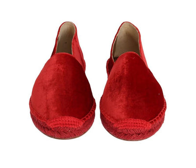 Red Velvet Flats Espadrilles Shoes