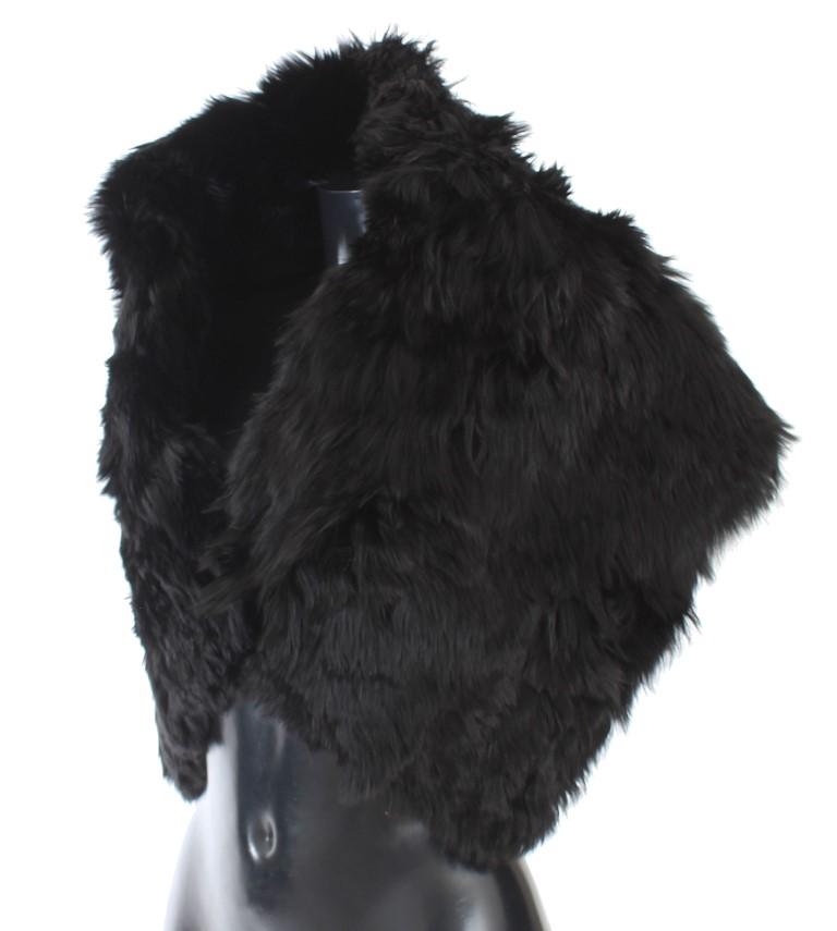 Black Alpaca Fur Shoulder Collar Scarf
