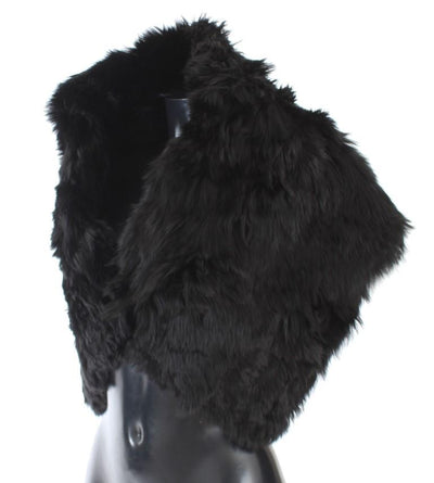 Black Alpaca Fur Shoulder Collar Scarf