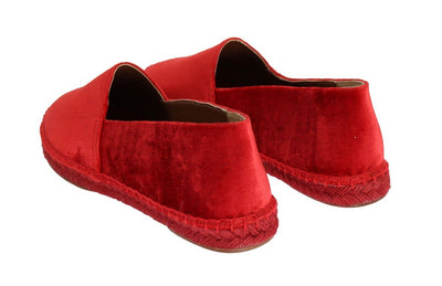 Red Velvet Flats Espadrilles Shoes