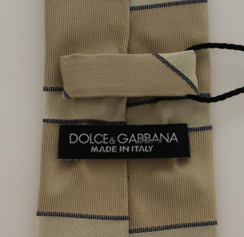 Beige Silk Pattern Slim Neck Tie