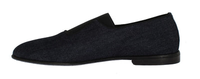 Blue Black Denim Slip-on Loafers