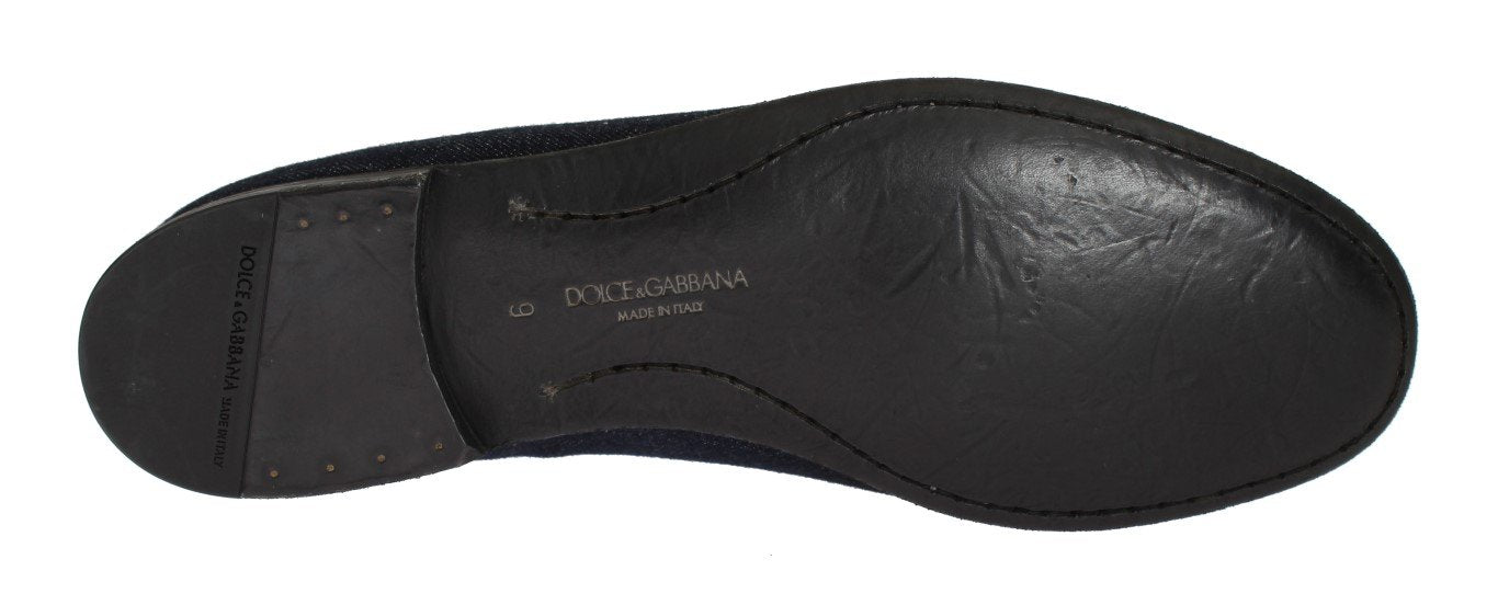 Blue Black Denim Slip-on Loafers