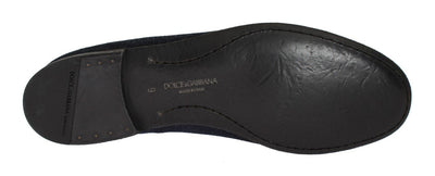 Blue Black Denim Slip-on Loafers