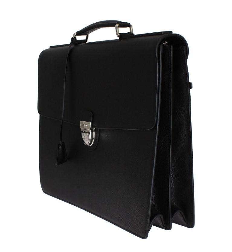Black Saffiano Leather Briefcase Bag