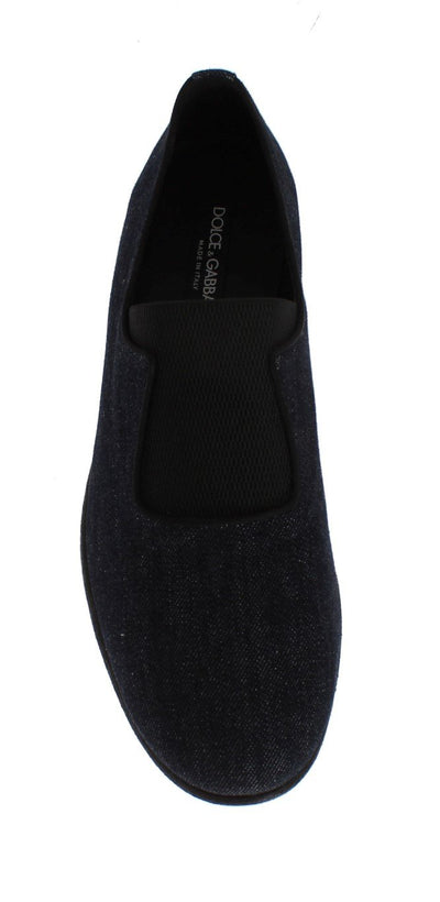 Blue Black Denim Slip-on Loafers