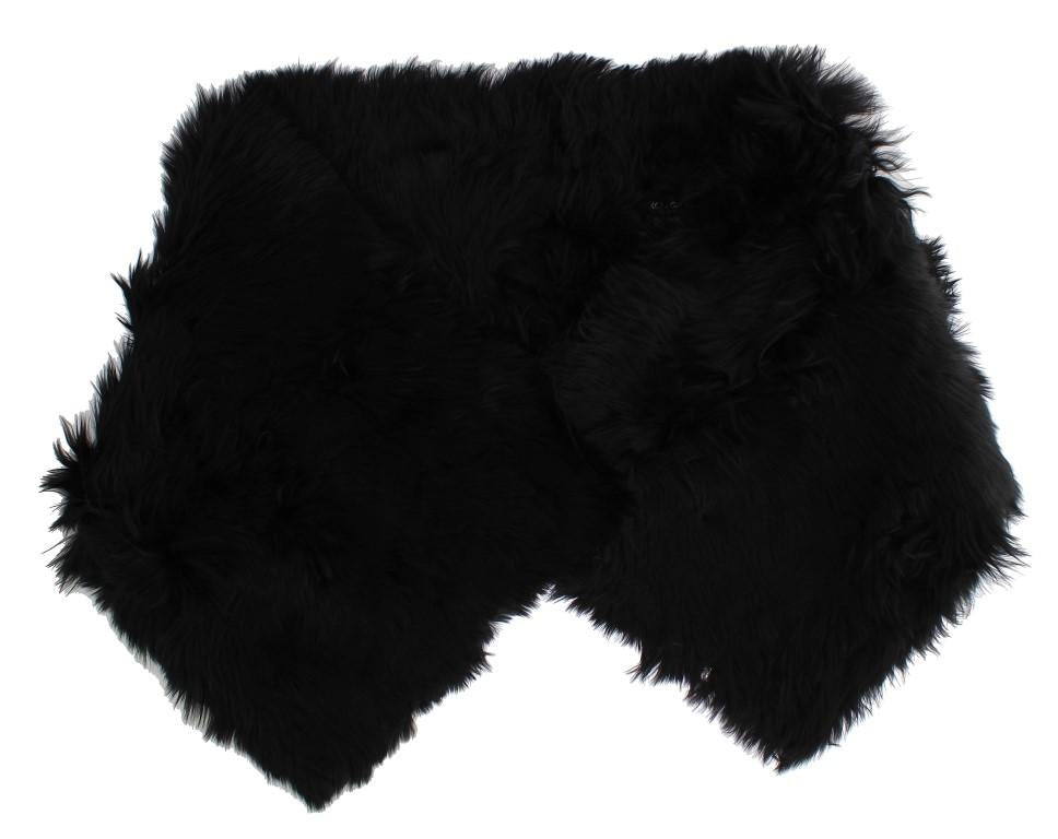 Black Alpaca Fur Shoulder Collar Scarf