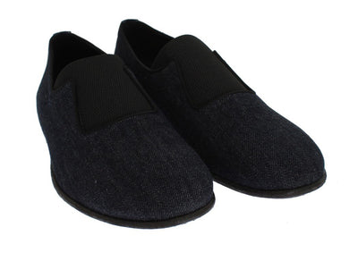 Blue Black Denim Slip-on Loafers