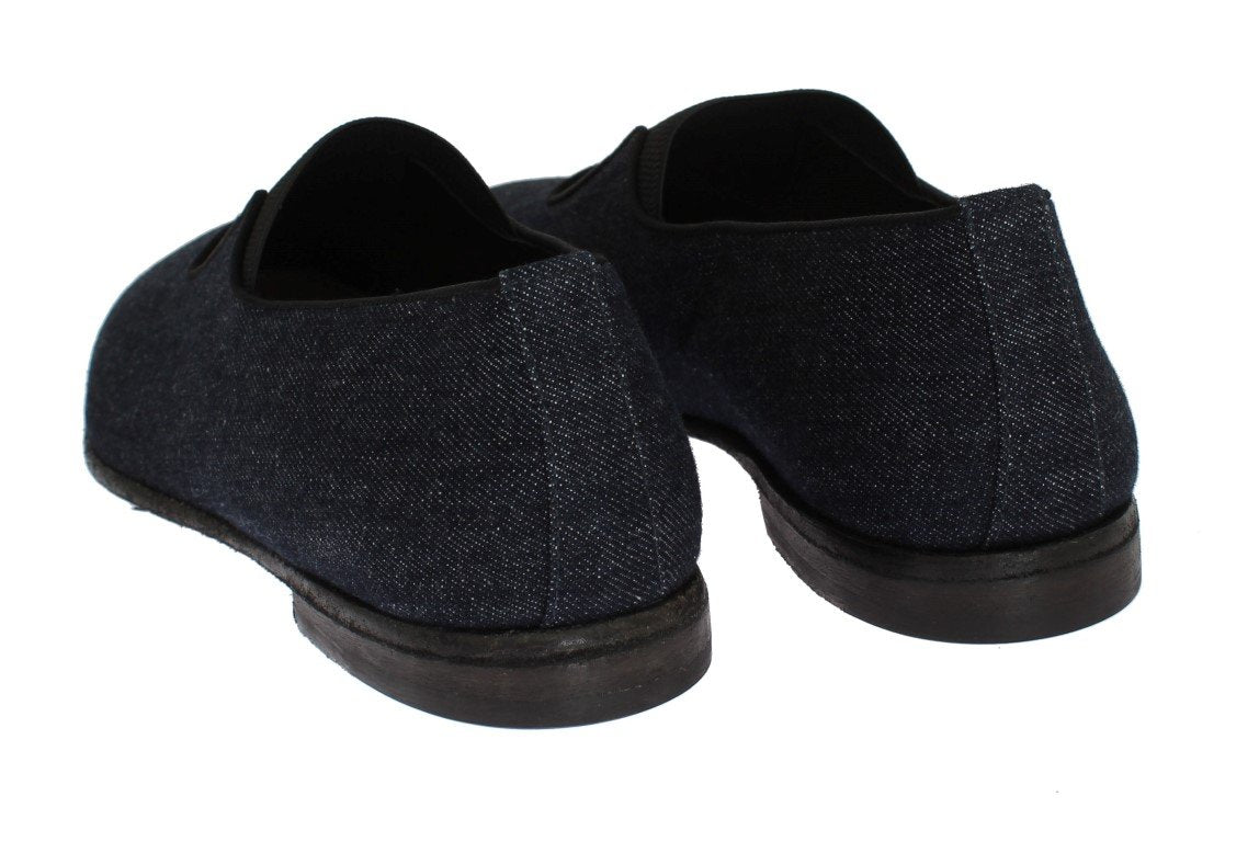Blue Black Denim Slip-on Loafers