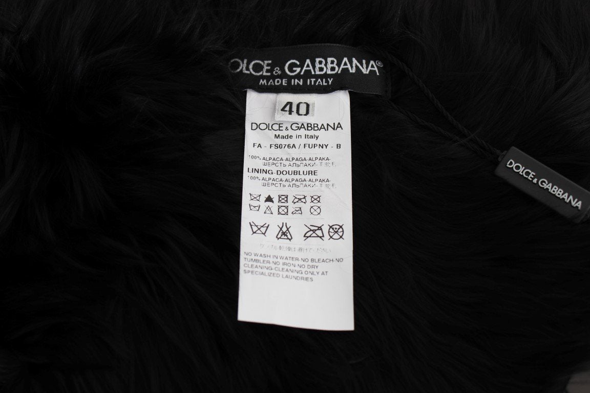 Black Alpaca Fur Shoulder Collar Scarf