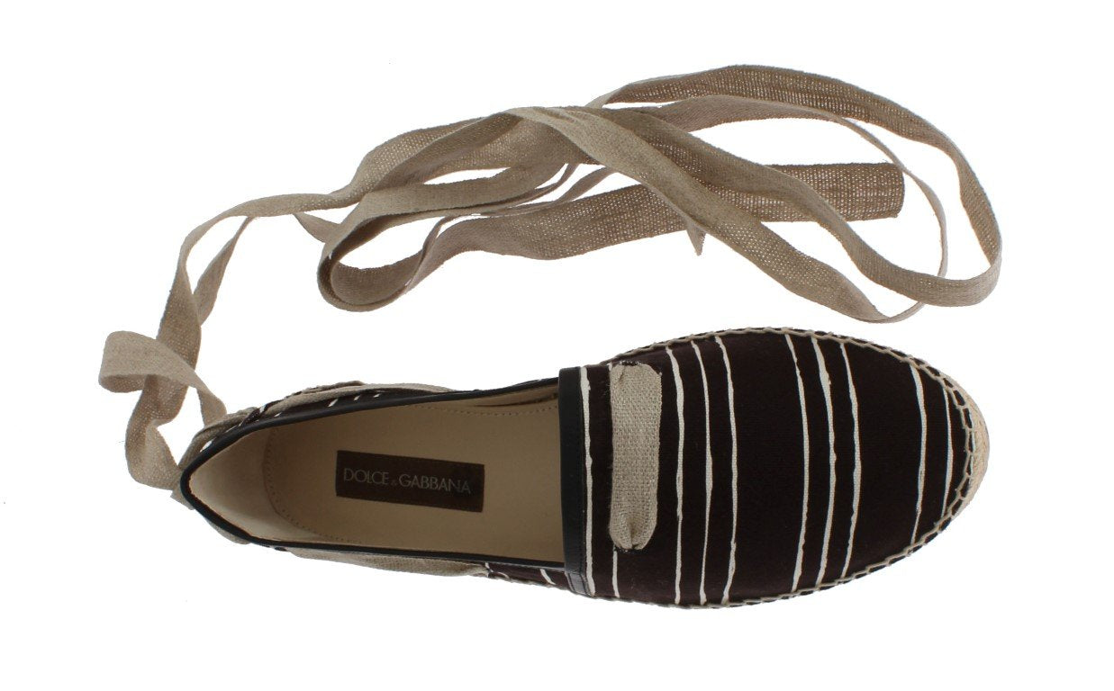 Black Striped Canvas Strap Loafers